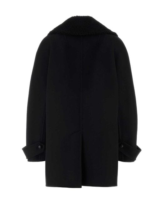 Ermanno Scervino Black Double-Breasted Coat