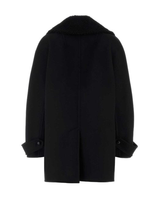 Ermanno Scervino Black Double-Breasted Coat