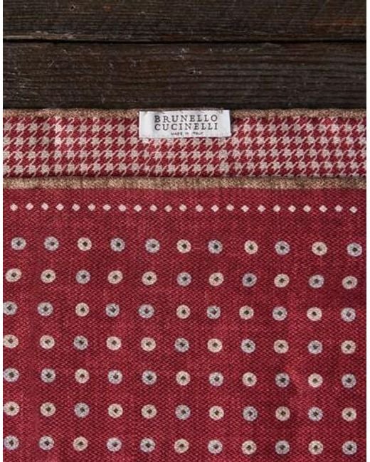 Brunello Cucinelli Red Geometric-Print Pocket-Square for men