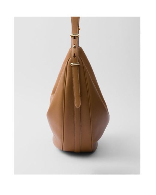 Prada Brown Arqué Zip-Up Large Shoulder Bag