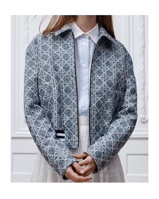 Dior Blue Zipped Macrocannage Jacket