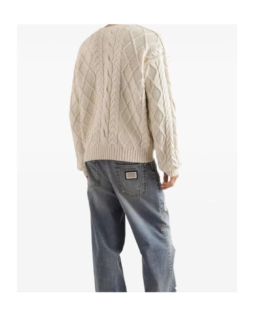 Dolce & Gabbana White Cotton-Blend Logo Sweater for men