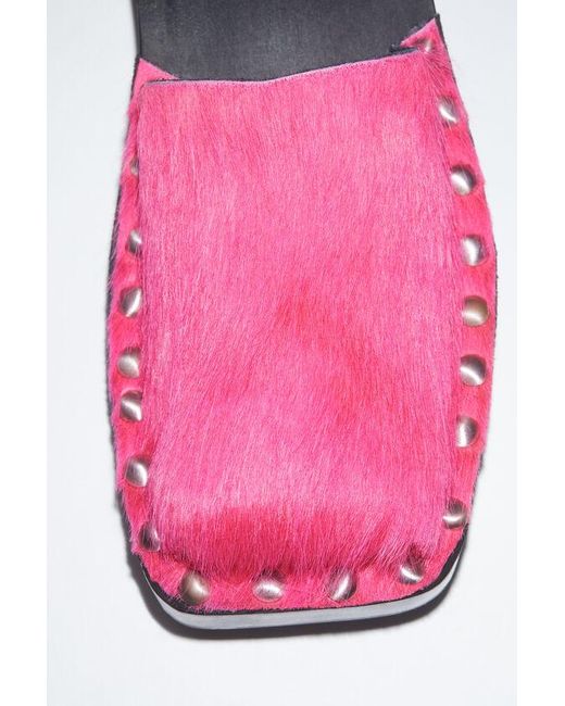 Acne Pink Brushed-Effect Leather Mules