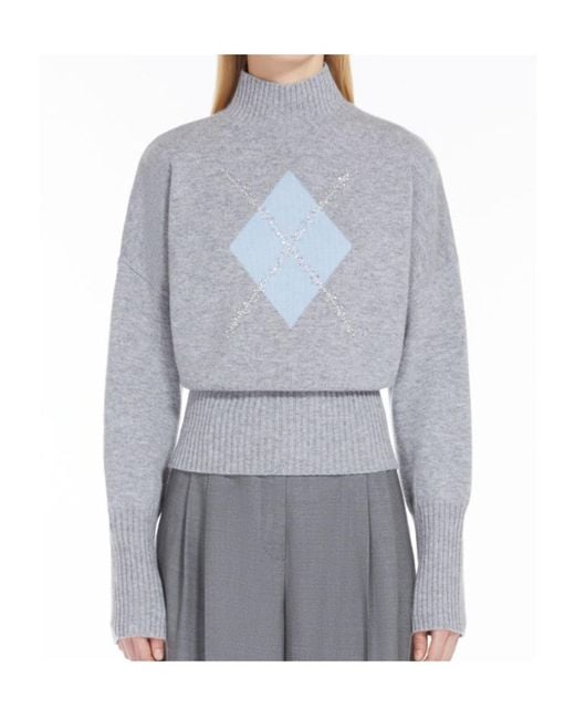 Max Mara Gray Studio High Neck Long-Sleeved Jumper
