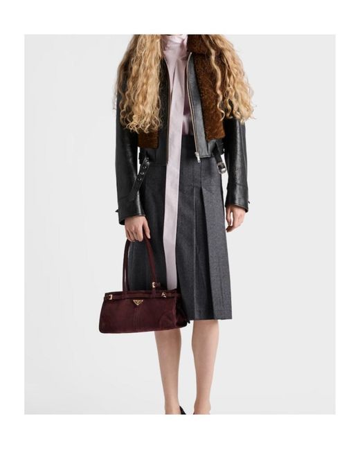 Prada Brown Leather And Shearling Jacket