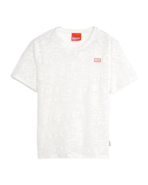 DIESEL White X Tinder Burnout-Effect Logo-Patch T-Shirt for men