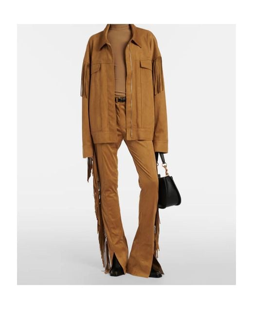 Norma Kamali Brown Fringed Slim Pants