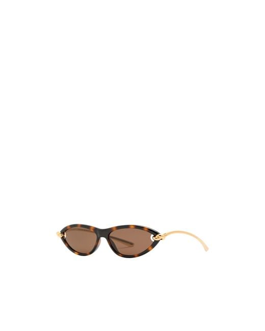 Bottega Veneta White Narrow Cat-Eye Sunglasses