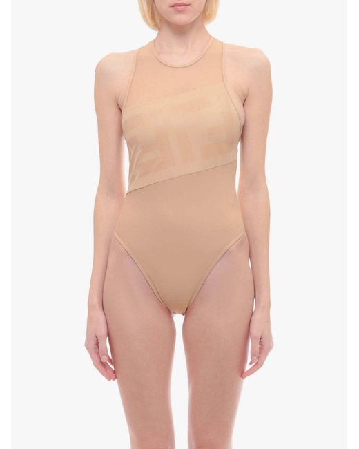 Fendi White Sheer-Panel One-Piece Swimsuit