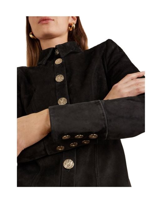Galvan Black Solid Color Suede Jacket