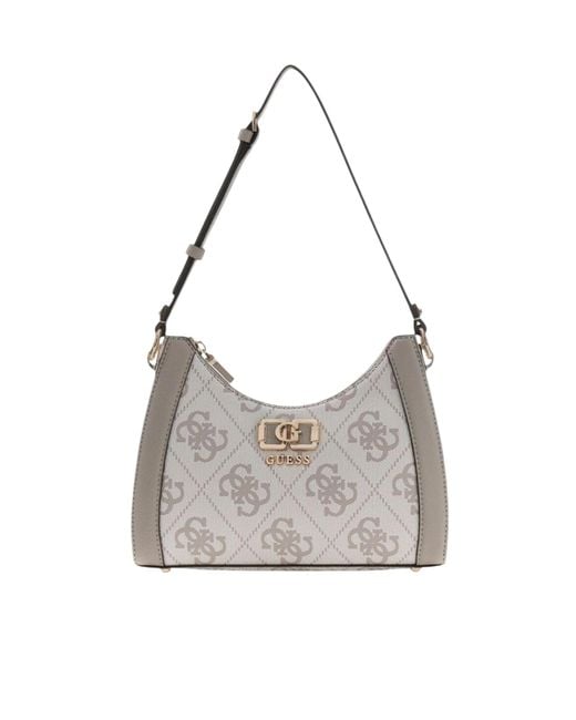 Guess Gray Karnilla Monogram-Pattern Shoulder Bag