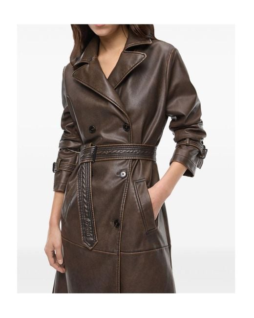 Pinko Brown Double-Breasted Belted Coat