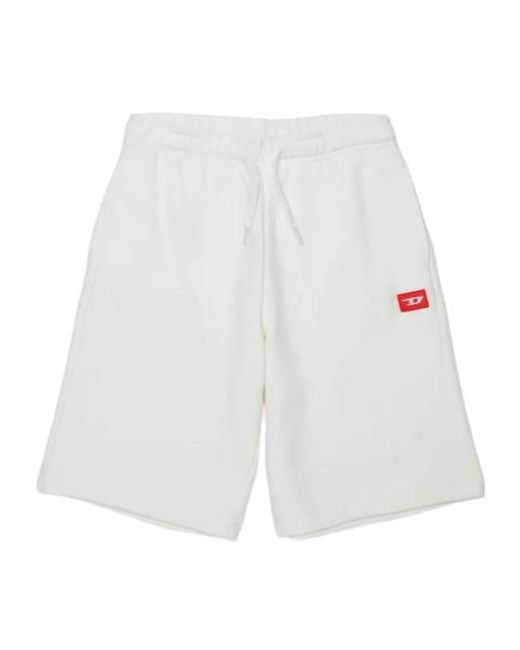 DIESEL White Kids D Logo Patch Drawstring Shorts for men
