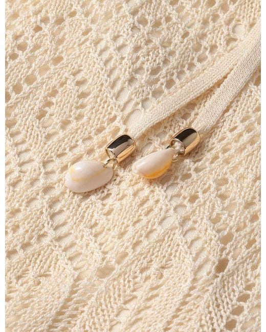 Zimmermann Natural Mahon Crochet-Knit Drawstring Shorts