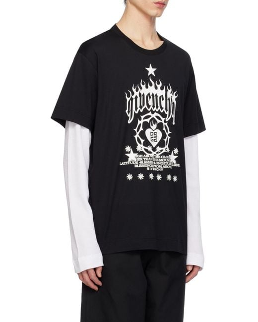 Givenchy Black Logo Printed Layered T-Shirt for men