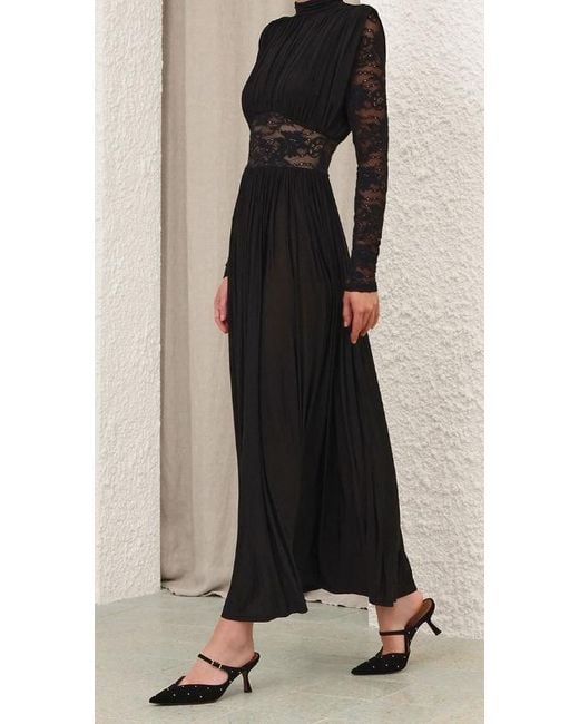Zimmermann Black Rebellion Lace-Insert Maxi Dress