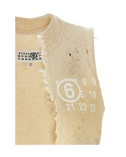 MM6 by Maison Margiela Natural Numeric Distressed Vest