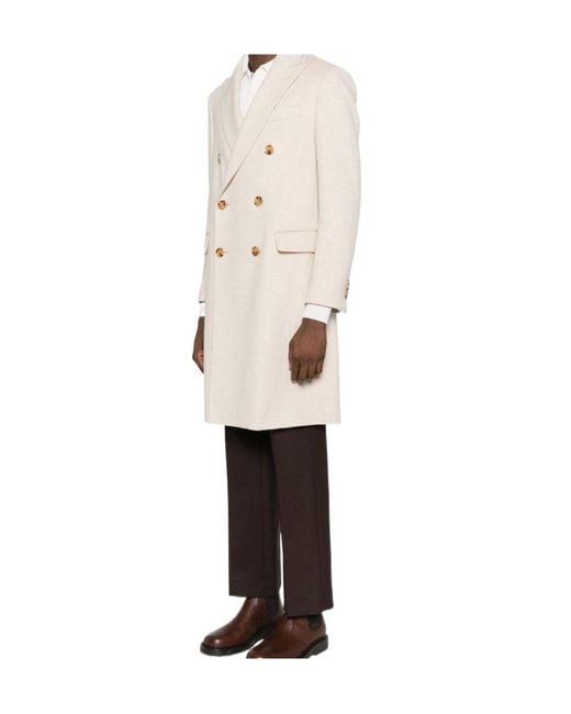 Lardini Natural Double-Breasted Coat for men