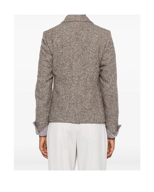 Brunello Cucinelli Brown Peak Lapel Double-Breasted Blazer
