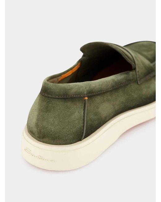 Santoni Green Revolve Eaam 21 Almond Toe Loafers for men