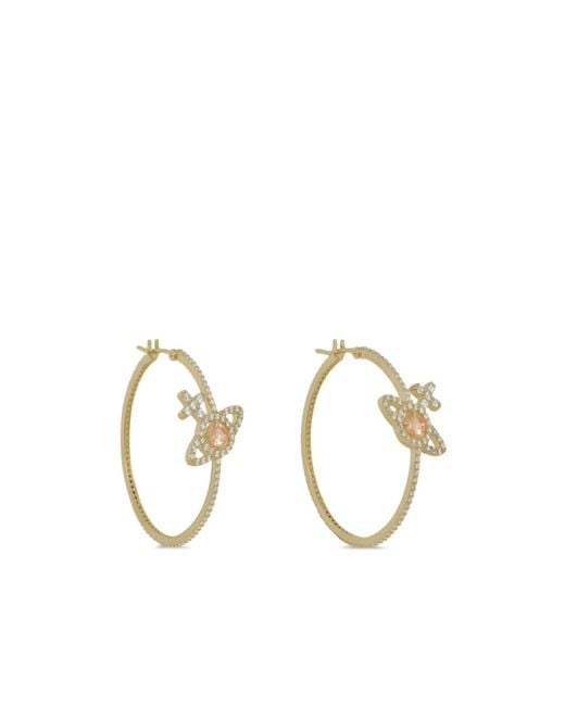 Vivienne Westwood Metallic Olympia Embellished Hoop Earrings