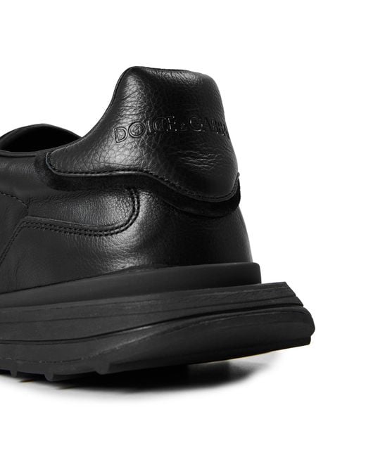 Dolce & Gabbana Allblack Paneled Lowtop Shoes for men