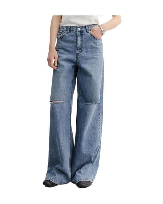 DUNST Blue Distressed Flared Jeans