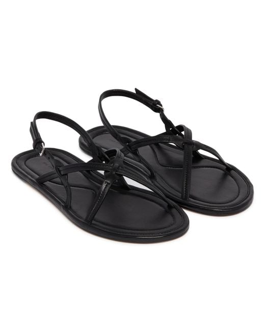 The Row Black Round-Toe Flat Sandals