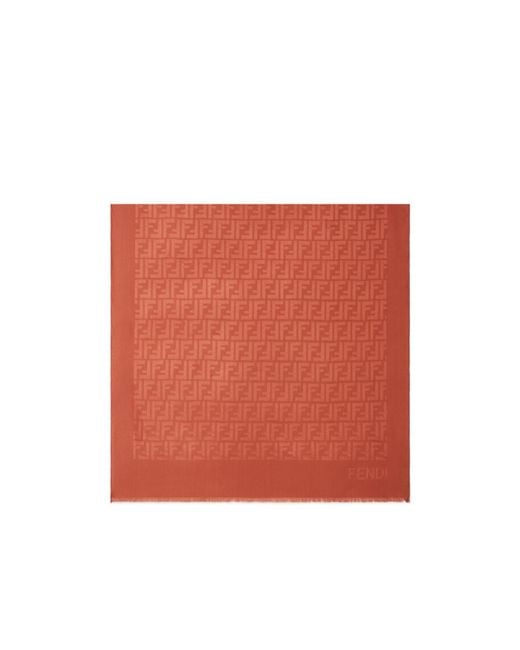 Fendi Red Ff Jacquard Fringed Scarf
