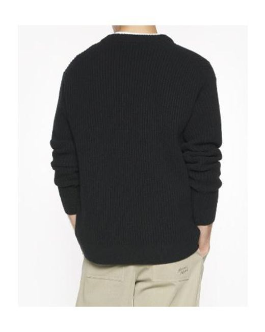 Maison Kitsuné Black Maison Kitsuné Fox Head Ribbed Jumper for men