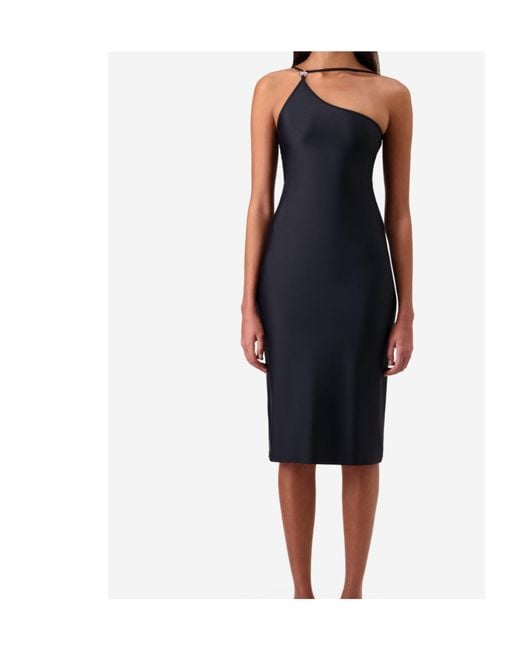 Coperni Blue C-Logo One-Shoulder Midi Dress