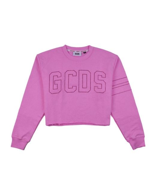 Gcds Purple Long-Sleeved Round-Neck Sweater