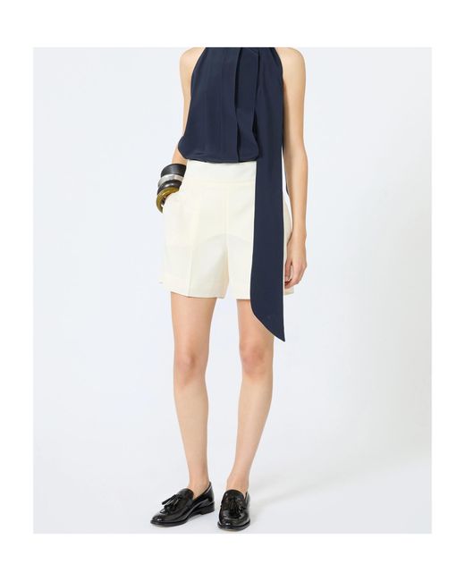 Max Mara White Pleated Tailored Shorts