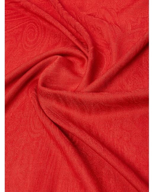 Max Mara Red Fringed Scarf