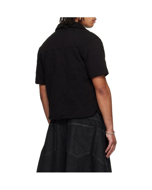 Lu'u Dan Black Wadded Shift Collar Shirt for men