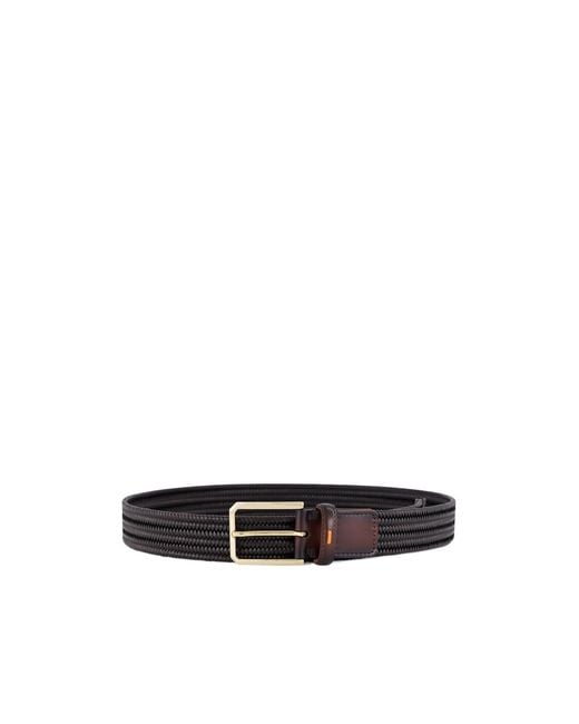 Santoni White Classic Woven Buckled Belt for men