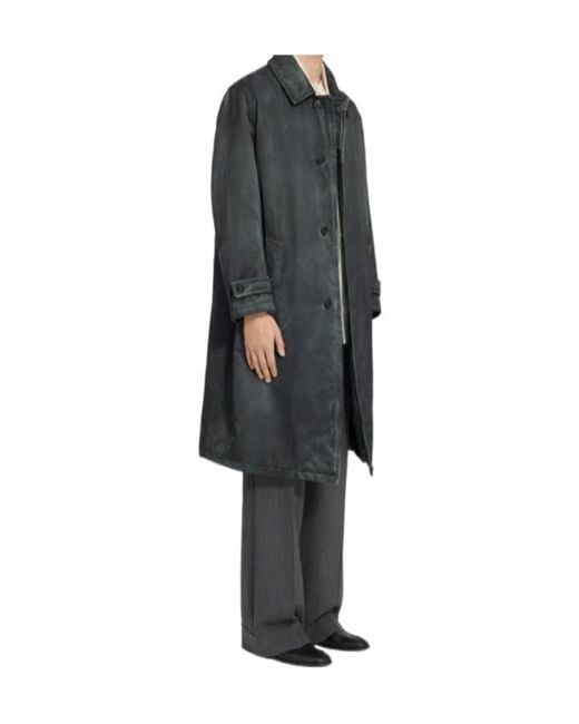 MM6 by Maison Margiela Black Waxed Single-Breasted Coat for men