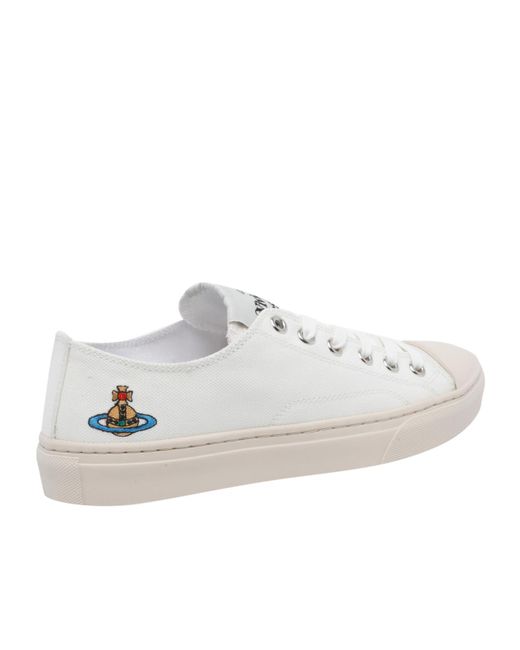 Vivienne Westwood White Orb Embroidered Low-Top Sneakers