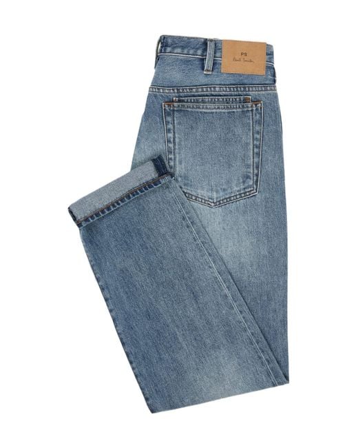 Paul Smith Blue Relaxed Tapered-Fit Vintage-Wash Jeans for men