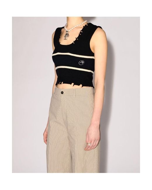 Ambush Black Destroyed Ribbed Crewneck Top