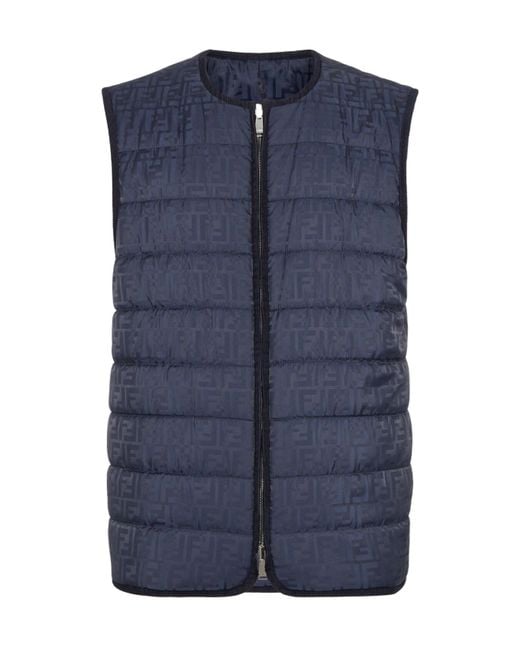 Fendi Blue Collared Button-Up Corduroy Blouson for men
