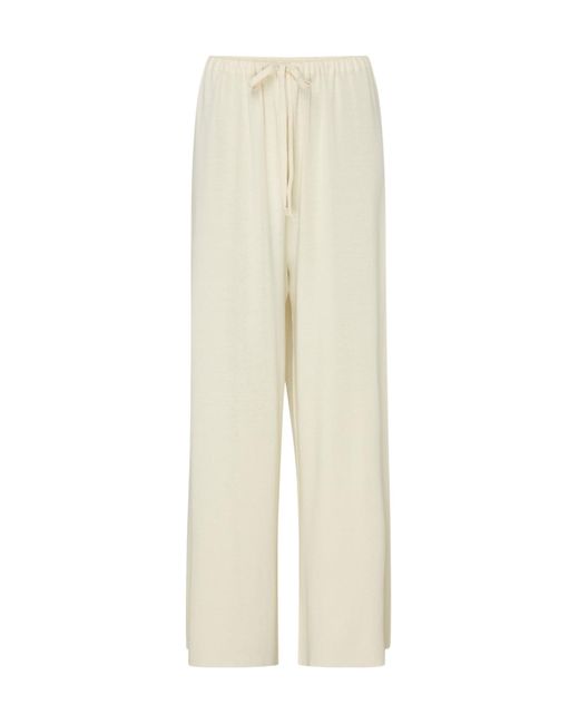 The Row Natural Elastic Drawcord Waist-Edge Casual Pants