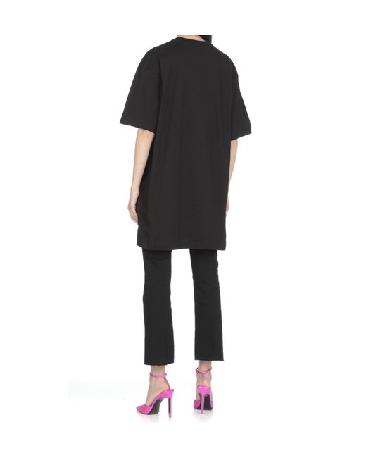 MSGM Black Logo-Print T-Shirt Dress