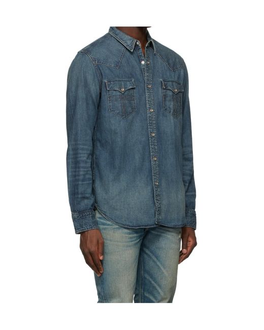 RRL Blue Ralph Lauren Western Denim Shirt for men