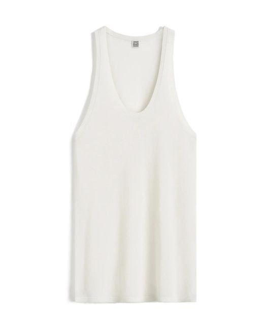 Totême White Totême Sleeveless Knitted Tank Top