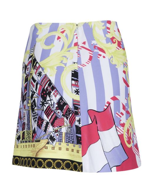 Versace Pink Stripe Print Skirt