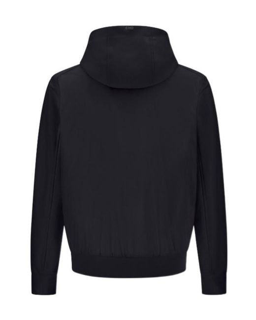 Herno Blue Zip-Up Drawstring Hooded Jacket for men