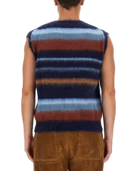 Etro Blue Striped V-Neck Vest for men