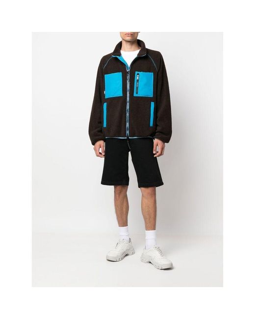 MSGM Black Logo-Patch Zipped Jacket for men
