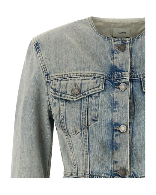 Haikure Blue Temple Fitted Denim Jacket